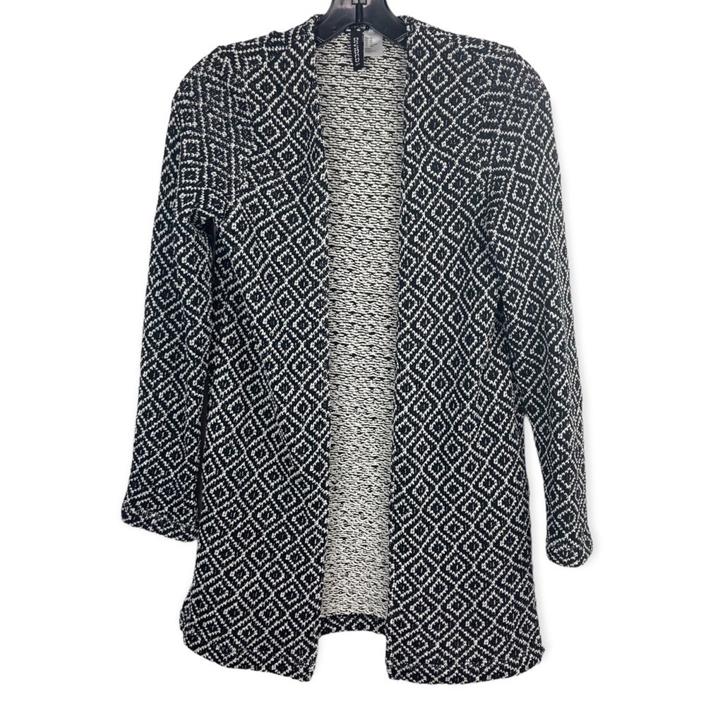 DIVIDED Soft Geometric Print B&W Cardigan
